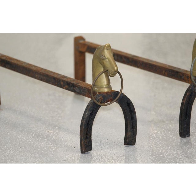 Gold Horse Decor Fireplace Andirons, 1950s, Set of 2 For Sale - Image 4 of 18