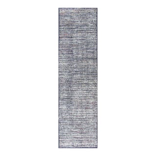 Modern Runner Rug With Textured Pattern in Gray, Blue, and Multicolor Accents 2'7 X 10'0 For Sale