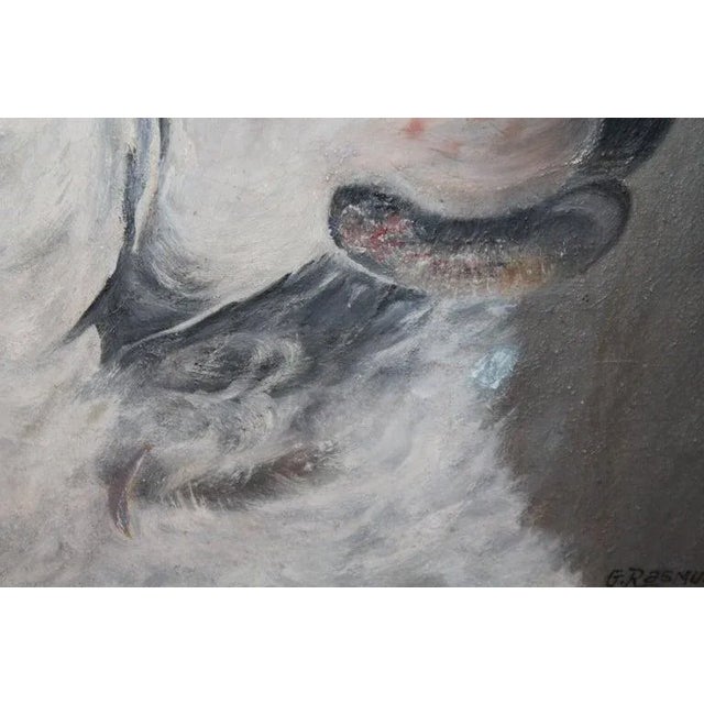 19th Century Oil Painting of a Dog in a Walnut Hand Carved Frame, Dated 1841 For Sale - Image 4 of 4