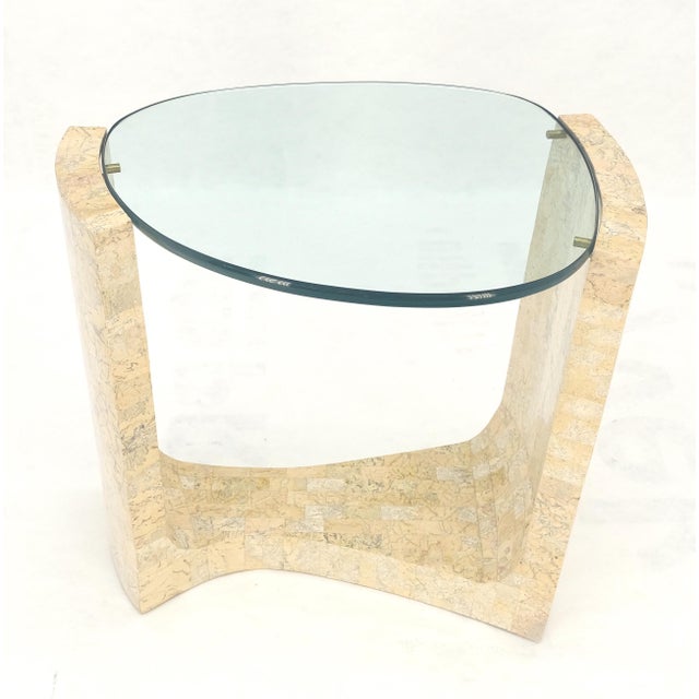 Transparent Kidney Organic Shape Thick Glass Top Tessellated Base Side End Lamp Table Stand For Sale - Image 8 of 14