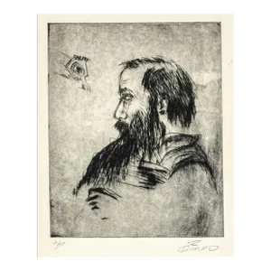 1960s Portrait Etching of Ralph