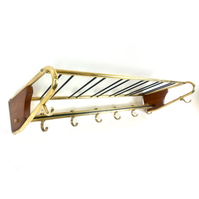 Mid-Century Teak and Brass Coat Rack, 1950s For Sale - Image 12 of 18