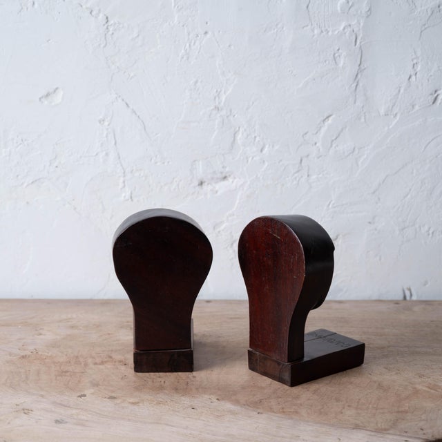 Wood Pair of Carved Wood Haitian Modernist Bookends, C. 1960 For Sale - Image 7 of 12