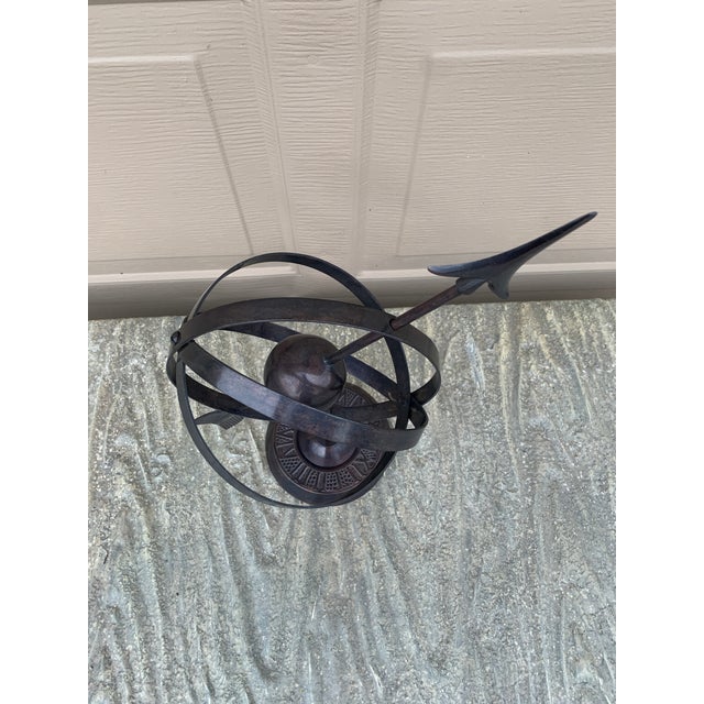 Bronze Late 20th Century English Country Iron Bronze Garden Armillary Sundial For Sale - Image 8 of 11