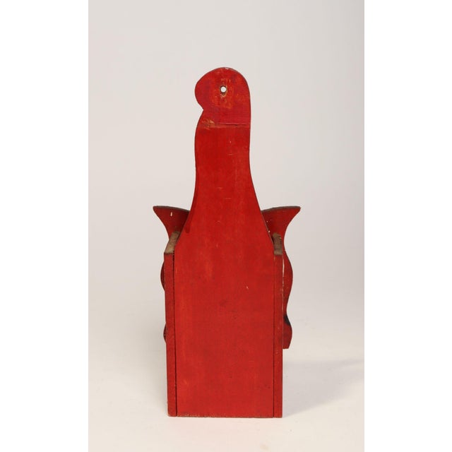 Vintage Folk Art Carved "Cat" Hand-Painted Red and Black Wooden Matchbook Holder For Sale In New York - Image 6 of 13
