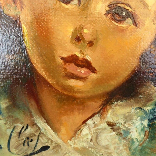 1960s Robert Van Cleef, Child Portrait, 1970s, Oil Painting on Canvas, Framed For Sale - Image 5 of 16
