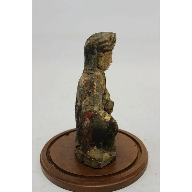 Asian Buddha Wood Sculpture & Glass Dome For Sale - Image 4 of 7