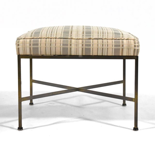 Mid-Century Modern Paul McCobb Brass X Base Stool For Sale - Image 3 of 7