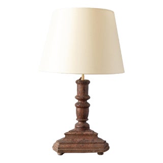 18th Century French Turned Wood Candlestick Table Lamp For Sale
