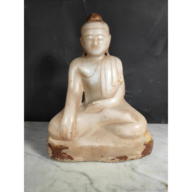 Asian Alabaster Buddha, 1880s For Sale - Image 4 of 14