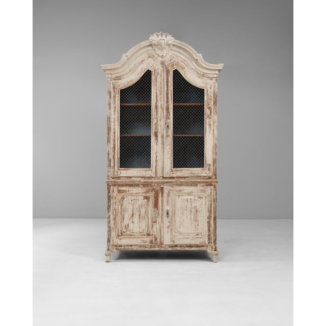 19th Century French Louis XV Wood Patinated Cabinet with Wire Doors For Sale - Image 16 of 18