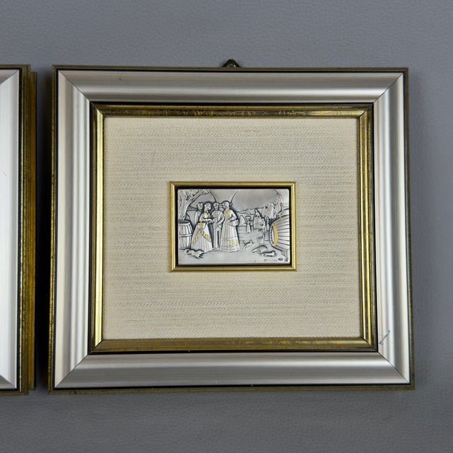 Silver Plated High Relief Plaques in Vintage Wooden Frames by Ottaviani, 20th Century For Sale - Image 3 of 11