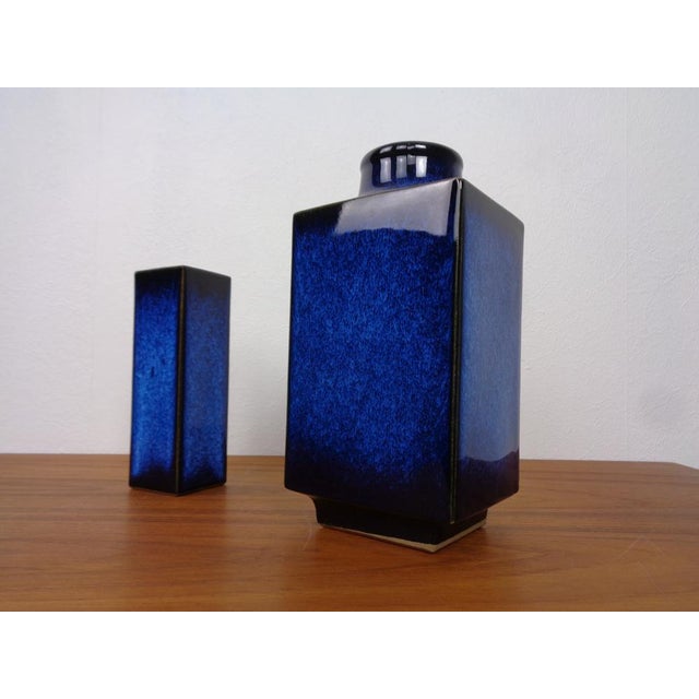 Blue Blue Japanese Ceramic Vases, 1960s, Set of 2 For Sale - Image 8 of 16