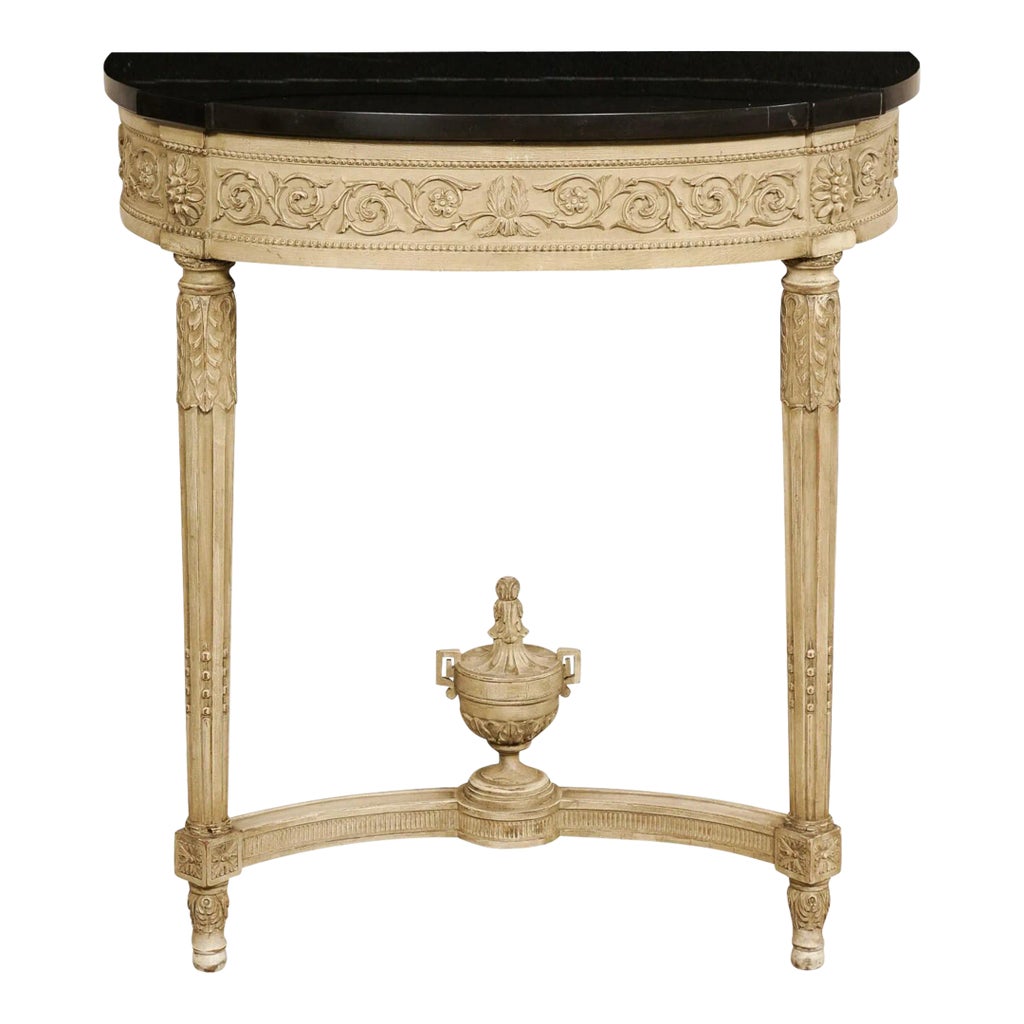 Early 20th Century Petite French Neoclassic Marble Top Console