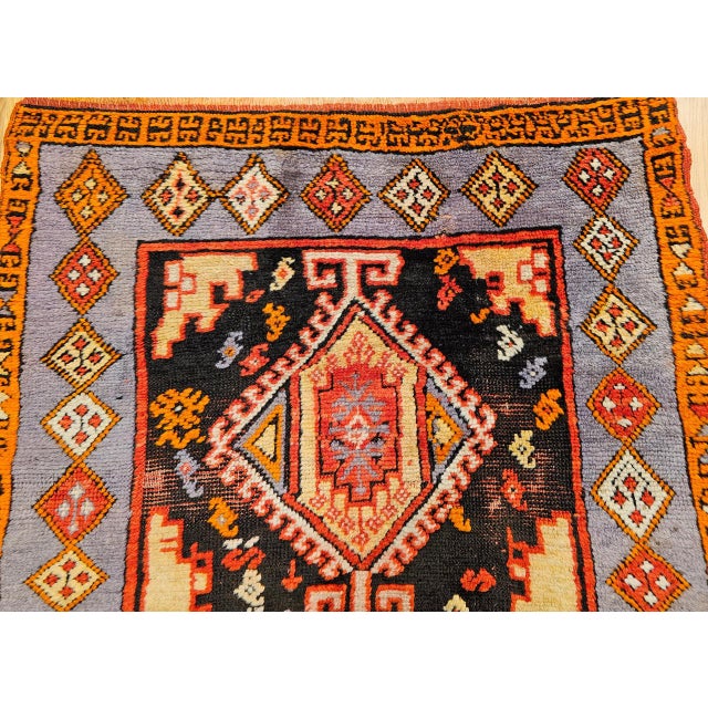 Turkish Antique Anatolian Village Rug, Hand-Knotted Wool, Ivory & Blue, 1900s, 3' x 4' For Sale - Image 3 of 10