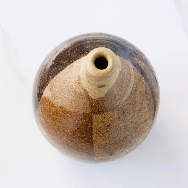 Stoneware Drip Glaze Pottery Vase For Sale - Image 4 of 6