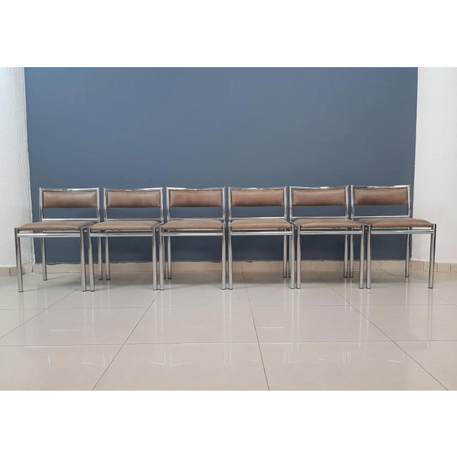 Set of Six Chrome Dining Chairs, 1970s For Sale - Image 11 of 13
