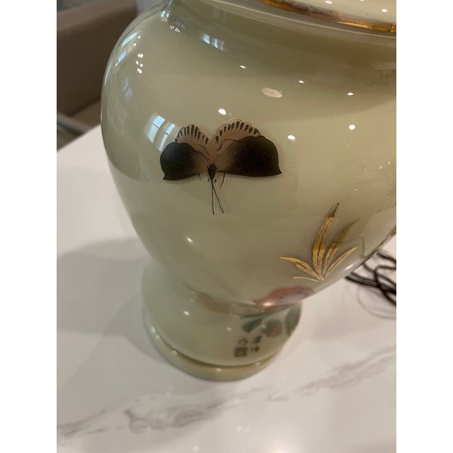 Vintage Porcelain Chinese Ginger Jar Lamps Hand Painted Large - a Pair For Sale In Tampa - Image 6 of 15