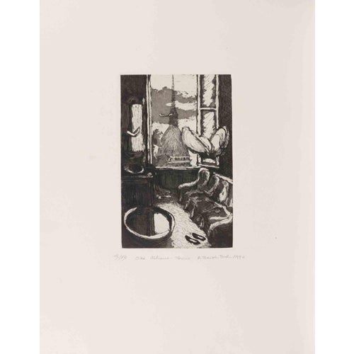 Amedeo Tedeschi Toschi, Italian Cities: Turin, Etching, 1990s For Sale