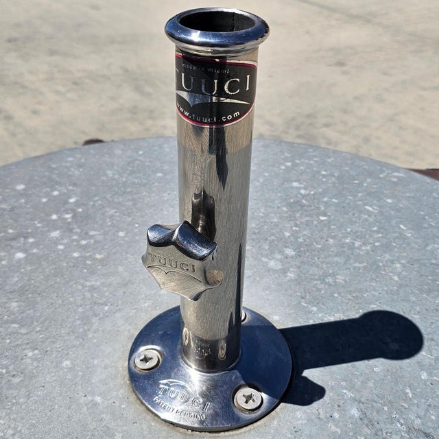 Mid-Century Modern Tuuci Free-Standing Galvanized Steel Round Master Umbrella Base Stand 145 Lb. For Sale - Image 3 of 12