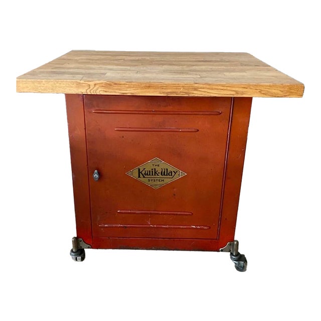 The Kwik Way System Repurposed 1940's Industrial Rolling Valve Cabinet Now a Bar Service Cart For Sale