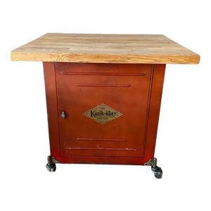 The Kwik Way System Repurposed 1940's Industrial Rolling Valve Cabinet Now a Bar Service Cart
