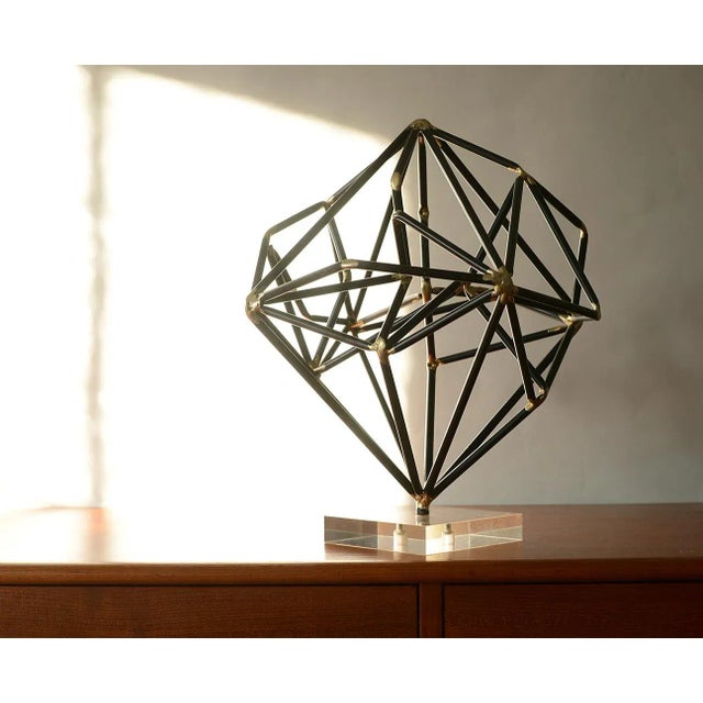 Vintage Modernist Abstract Black Metal Art Sculpture For Sale - Image 9 of 11