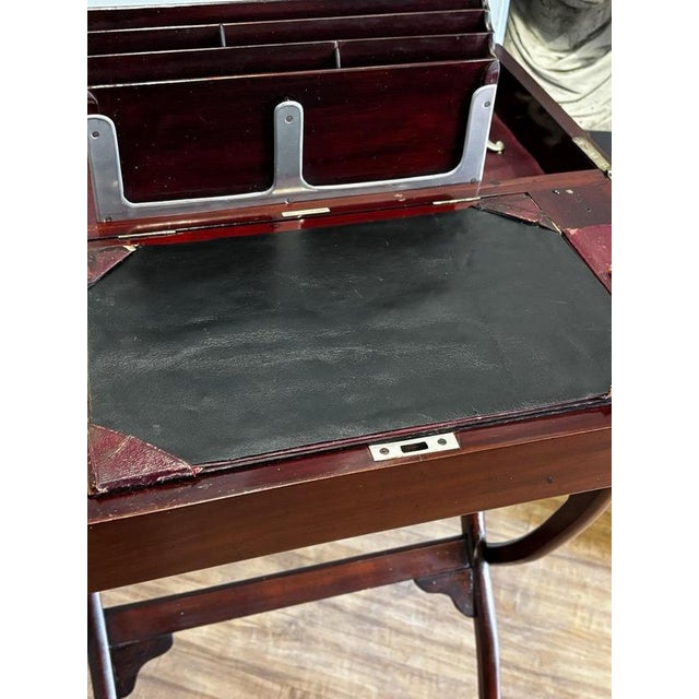 Brown English Victorian Folding Campaign Desk with Fitted Interior For Sale - Image 8 of 18