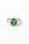 Cushion Shaped 2.78 Carat Tsavorite Garnet Diamond Platinum Ring size 4.5 For Sale In Miami - Image 6 of 9