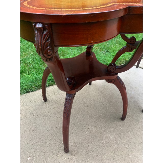 Vintage Leather Top Carved Mahogany End Tables a Pair Chairish