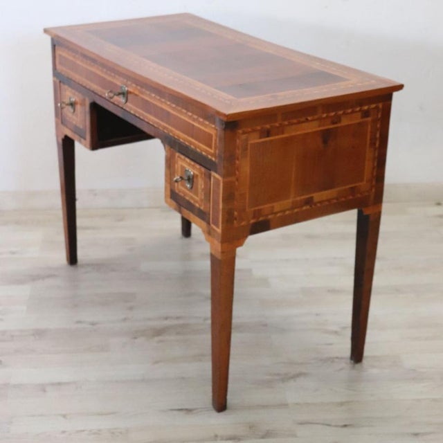 Brown Antique Inlay Walnut Writing Desk, 1800s For Sale - Image 8 of 18