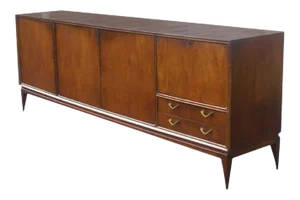 Vintage Mid-Century Modern Wood Breakfront Sideboard