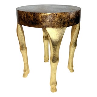 Vintage Hand Gilt John Dickinson Style Doe Hoof Table - Modern Regency Design With Faux Tortoise Shell Finish - Newly Painted For Sale