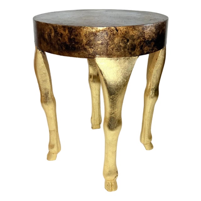 Vintage Hand Gilt John Dickinson Style Doe Hoof Table - Modern Regency Design With Faux Tortoise Shell Finish - Newly Painted For Sale