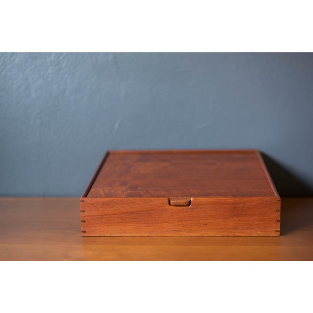 Mid-Century Modern Danish Aksel Bender Madsen & Ejner Larsen Solid Teak Jewelry Box for Willy Beck For Sale - Image 3 of 16