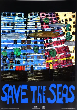 Friedensreich Hundertwasser - Save the Seas Offset Print With Foil Embossing