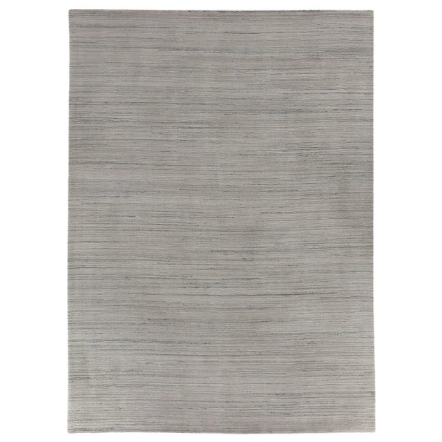 Banbury Hand loomWool Viscose Silver Rug - 9'x12' For Sale In Los Angeles - Image 6 of 6