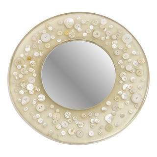 Mirror with Button Inclusions attributed to Pierre Giraudon, 1970s For Sale