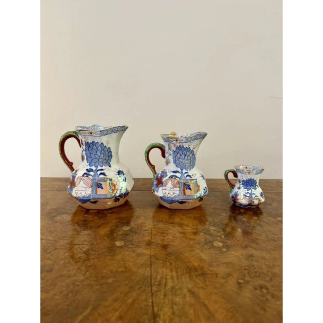 Victorian Masons Ironstone Hydra Jugs, 1880s, Set of 3 For Sale - Image 4 of 7