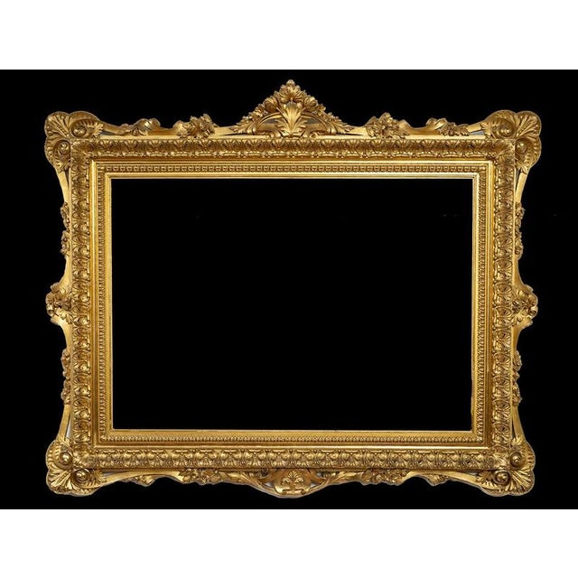 Antique Roman Frame in Gilded and Carved Wood, Early 19th Century For Sale - Image 4 of 4