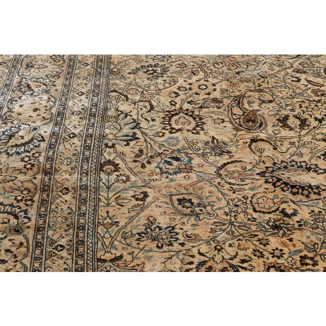Antique Persian Meshad Botanic Handmade Wool Rug For Sale - Image 4 of 8