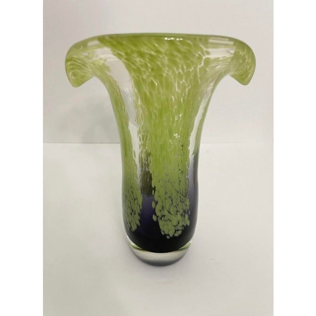 Murano-Style Art Glass Vases – Purple & Chartreuse Green - Pair For Sale - Image 12 of 12