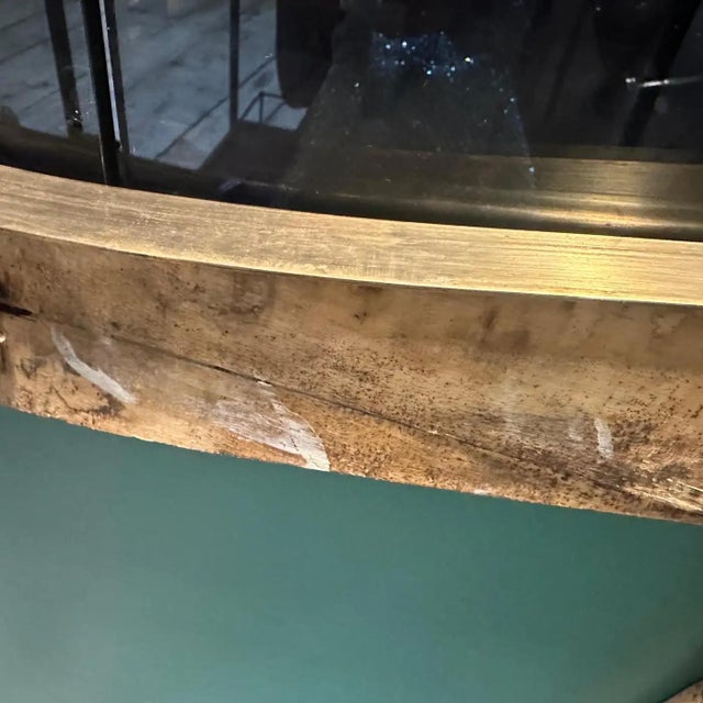 1950s Gio Ponti Style Mid-Century Modern Brass Biscuit Shaped Wall Mirror For Sale - Image 13 of 13