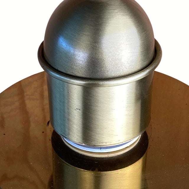 1970s Large Sea Grass Green Leather Suede and Brass Table Lamp, 1970s For Sale - Image 5 of 15