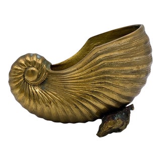 20th Century Brass Nautilus Shell Planter For Sale