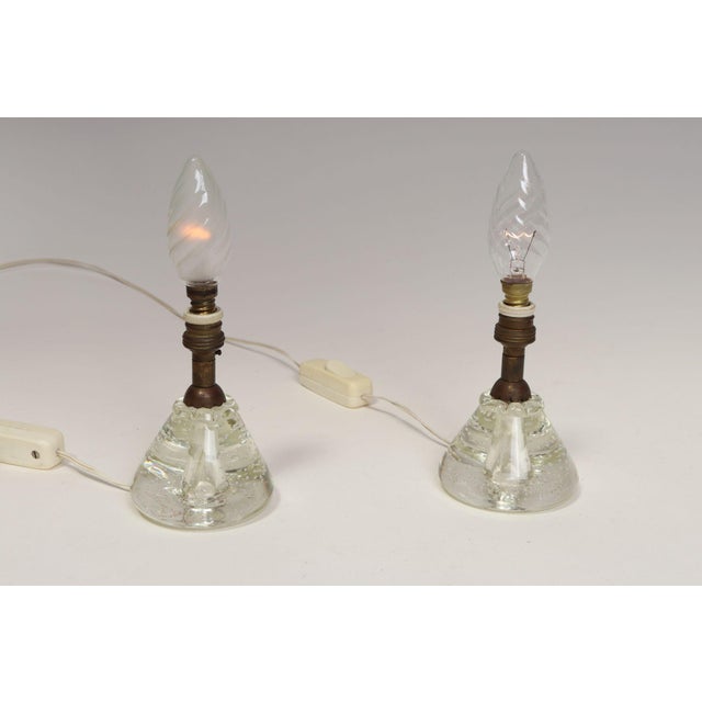 Vintage Diminutive Italian Blown Art Glass Boudoir Bedside Table Lamps - a Pair For Sale - Image 4 of 12