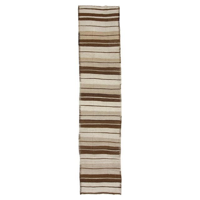 Brown Cream Vintage Kilim Runner Rug Chairish