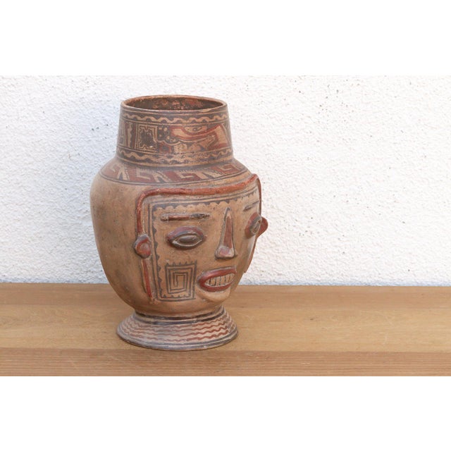 Contemporary Hand-Painted Chancay Terracotta Effigy Vessel For Sale - Image 3 of 7