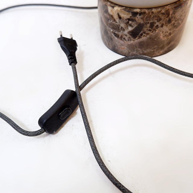 Mushroom Table Lamp with Marble Base and Opal Glass Shade For Sale - Image 12 of 14