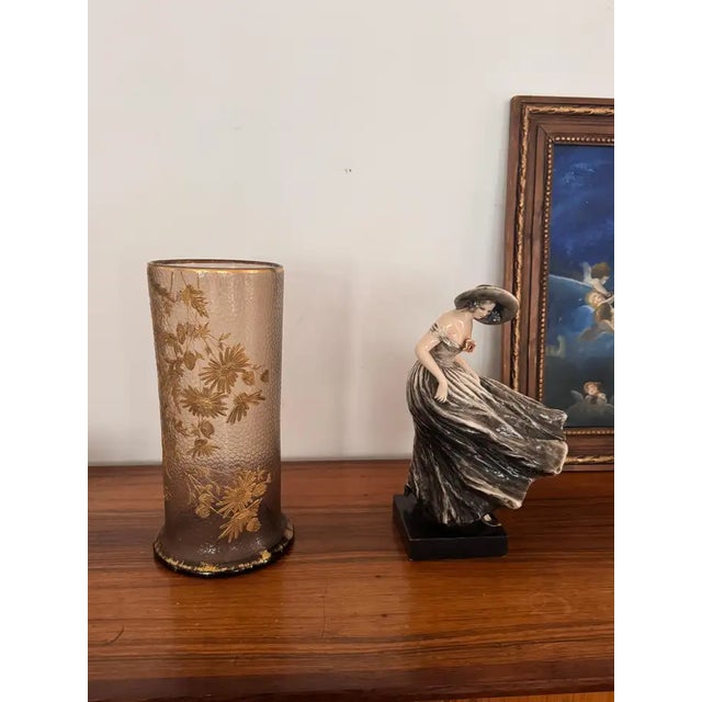 Art Nouveau French Art Nouveau Gilt Floral Blown-Glass Vase Martelé, Legras, 1900s For Sale - Image 3 of 10